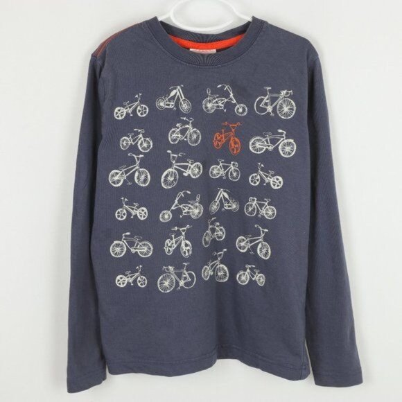 Hanna Andersson Other - Hanna Andersson Boys Size 10 Blue White Bicycle Graphic Crewneck Long Sleeve Tee